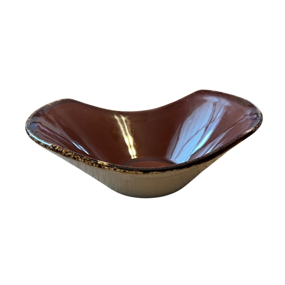 Steelite Craft Bowl  Terracotta Brown Asymmetrical Ceramic Dish Bowl 7"